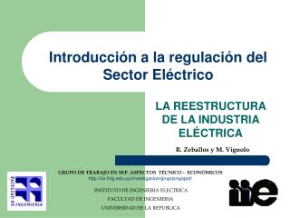 LA REESTRUCTURA DE LA INDUSTRIA ELÉCTRICA