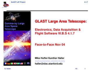 GLAST Large Area Telescope: Electronics, Data Acquisition &amp; Flight Software W.B.S 4.1.7