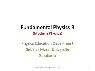 Fundamental Physics 3 (Modern Physics)