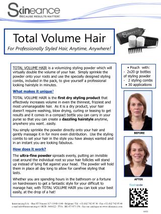 Total Volume Hair For Professionally Styled Hair, Anytime, Anywhere !