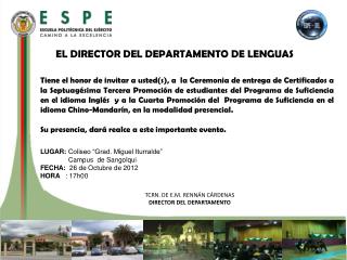 EL DIRECTOR DEL DEPARTAMENTO DE LENGUAS