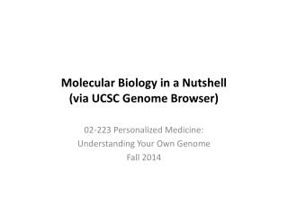 Molecular Biology in a Nutshell (via UCSC Genome Browser)