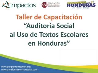 Taller de Capacitación “Auditoría Social al Uso de Textos Escolares en Honduras”