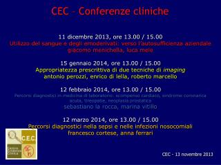 CEC – Conferenze cliniche