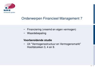 Onderwerpen Financieel Management 7