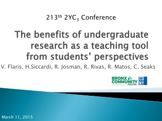 The benefits of undergraduate research as a teaching tool from students’ perspectives