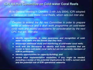 ICRI Ad Hoc Committee on Cold-water Coral Reefs
