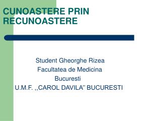 CUNOASTERE PRIN RECUNOASTERE