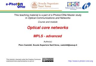Optical core networks MPLS - advanced