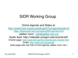 SIDR Working Group