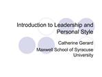 Introduction to Leadership and Personal Style