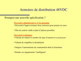Armoires de distribution 48VDC