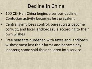 Decline in China