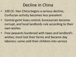 Decline in China