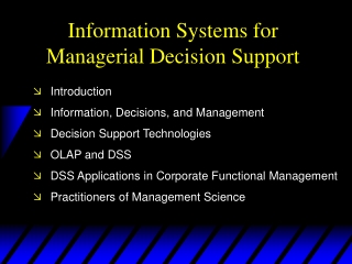 Information Systems for Managerial Decision Support