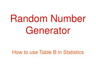 Random Number Generator