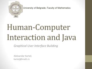 Human-Computer Interaction and Java