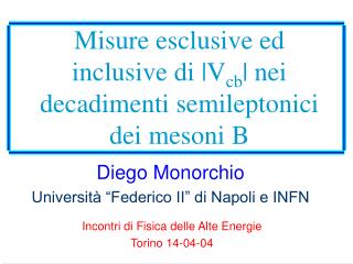 Misure esclusive ed inclusive di |V cb | nei decadimenti semileptonici dei mesoni B