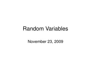 Random Variables