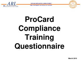 ProCard Compliance Training Questionnaire