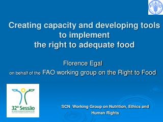 Creating capacity and developing tools to implement the right to adequate food