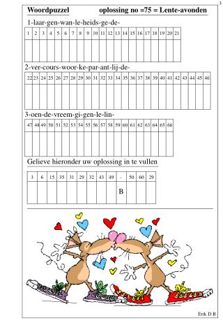 Woordpuzzel oplossing no =75 = Lente-avonden