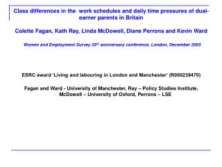 ESRC award ‘Living and labouring in London and Manchester’ (R000239470)