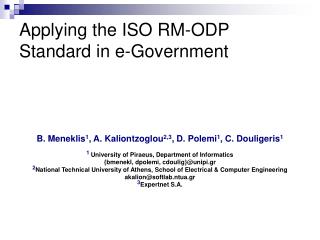 Applying the ISO RM-ODP Standard in e-Government