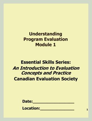 Understanding Program Evaluation Module 1