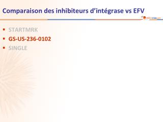 Comparaison des inhibiteurs d’intégrase vs EFV