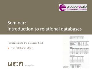 Seminar: Introduction to relational databases