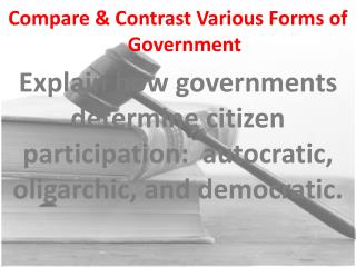 Compare &amp; Contrast Various Forms of Government