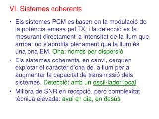 VI. Sistemes coherents