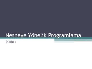 Nesneye Yönelik Programlama