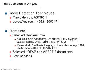 Basic Detection Techniques