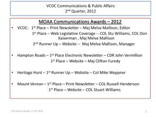 MOAA Communications Awards – 2012