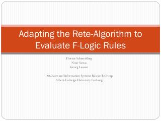 Adapting the Rete-Algorithm to Evaluate F- Logic Rules