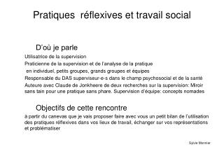 Pratiques réflexives et travail social