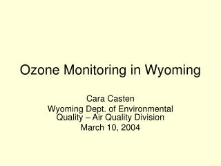 Ozone Monitoring in Wyoming