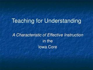 Teaching for Understanding