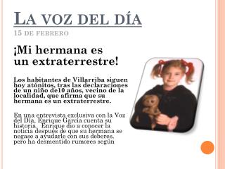 La voz del día 15 de febrero