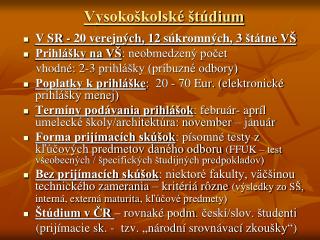 Vysokoškolské štúdium