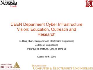 CEEN Department Cyber Infrastructure Vision: Education, Outreach and Research