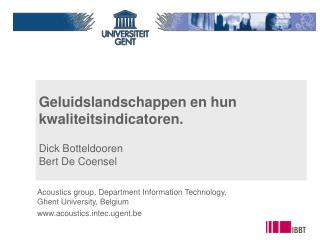 Geluidslandschappen en hun kwaliteitsindicatoren.