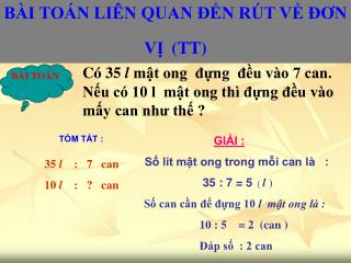 BÀI TOÁN LIÊN QUAN ĐẾN RÚT VỀ ĐƠN VỊ (TT)