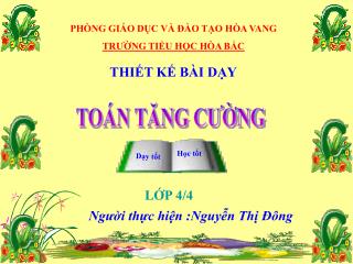 PHÒNG GIÁO DỤC VÀ ĐÀO TẠO HÒA VANG TRƯỜNG TIỂU HỌC HÒA BẮC