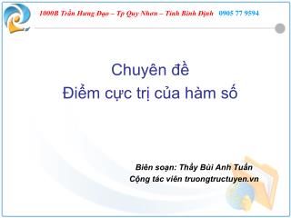 Chuyên đề Điểm cực trị của hàm số 			Biên soạn: Thầy Bùi Anh Tuấn