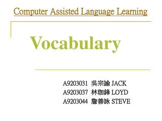 Computer Assisted Language Learning Vocabulary