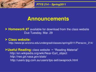 PTYS 214 – Spring2011