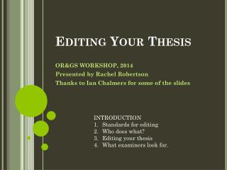 Editing Your Thesis